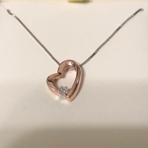 Rose Gold and Diamond Heart Necklace